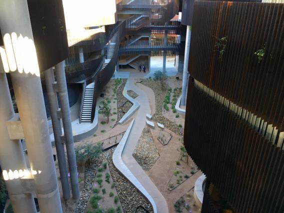 Photo of ENR2 courtyard taken from the 4th floor.