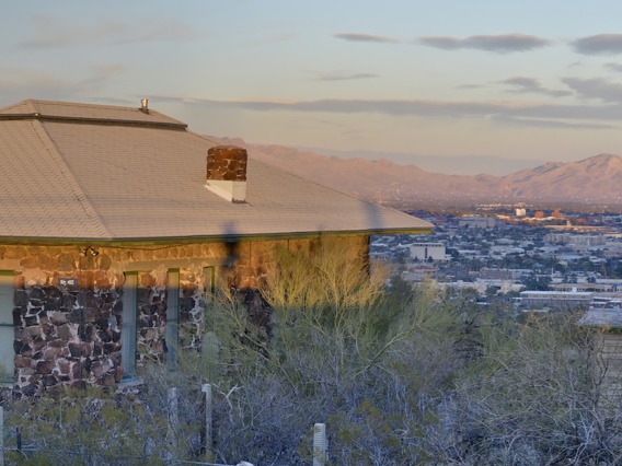 The Desert Laboratory on Tumamoc Hill with the city of Tucson in the background