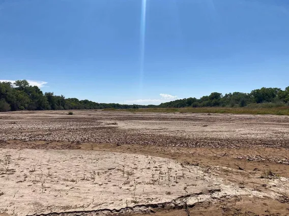 A dry riverbed.