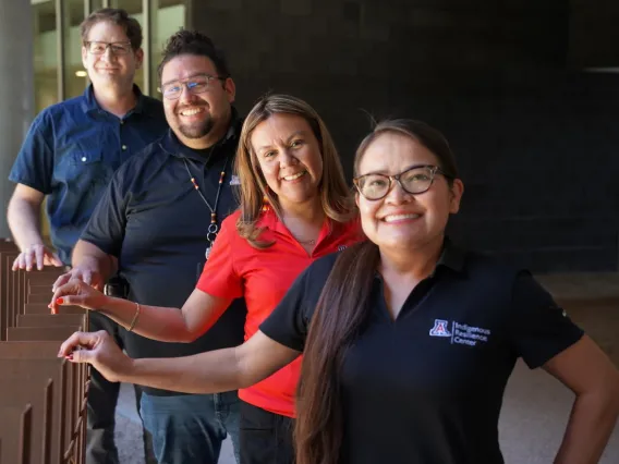 Indigenous Resilience Center administrative staff, from right to left: director Karletta Chief, program coordinator Bernice Rodriguez, manager Daniel Sestiaga, Jr. and outreach coordinator Torran Anderson.