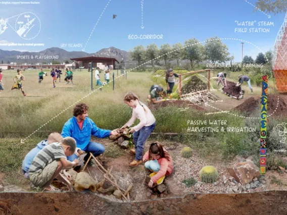 Teacher and students at Bisbee Science Center