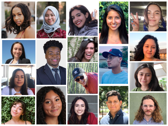 A photo collage of eighteen students' faces