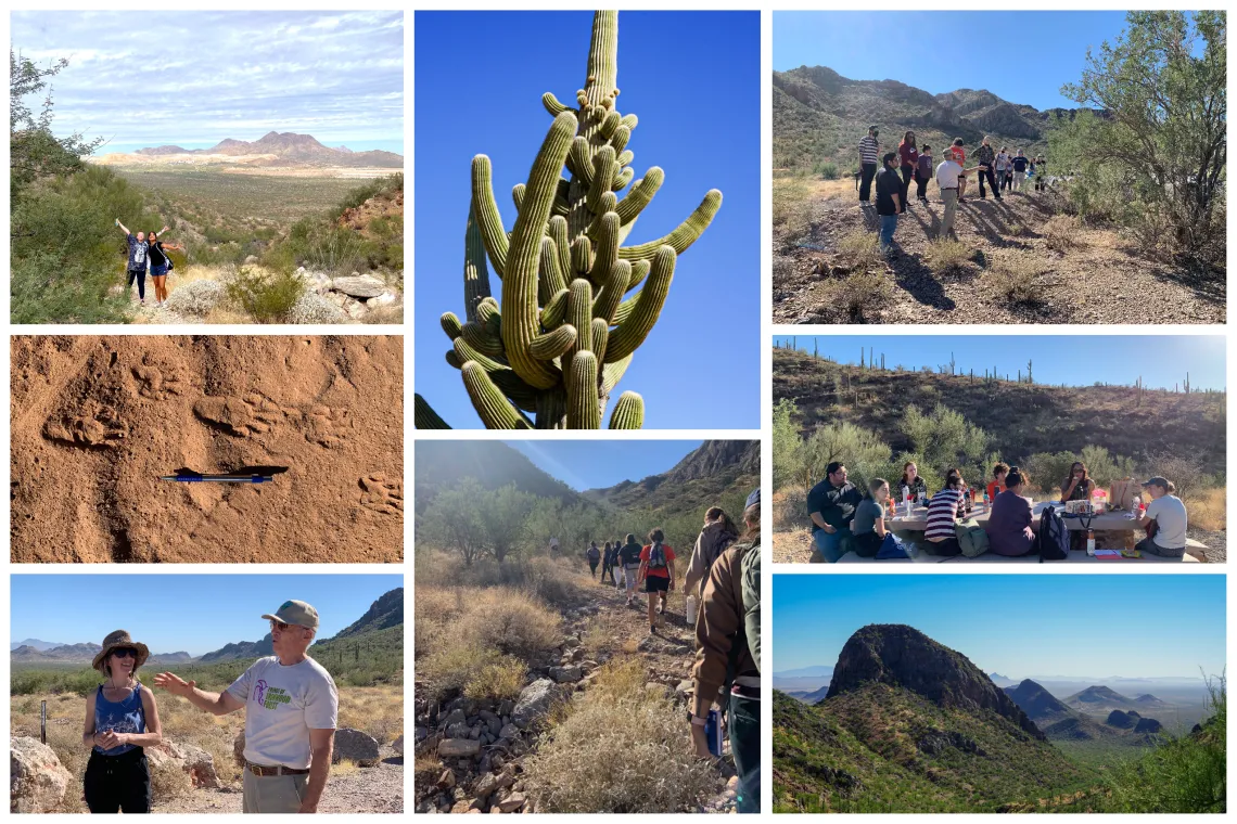 Collage of images from the Liverman Scholars' visit to the Friends of Ironwood National Monument