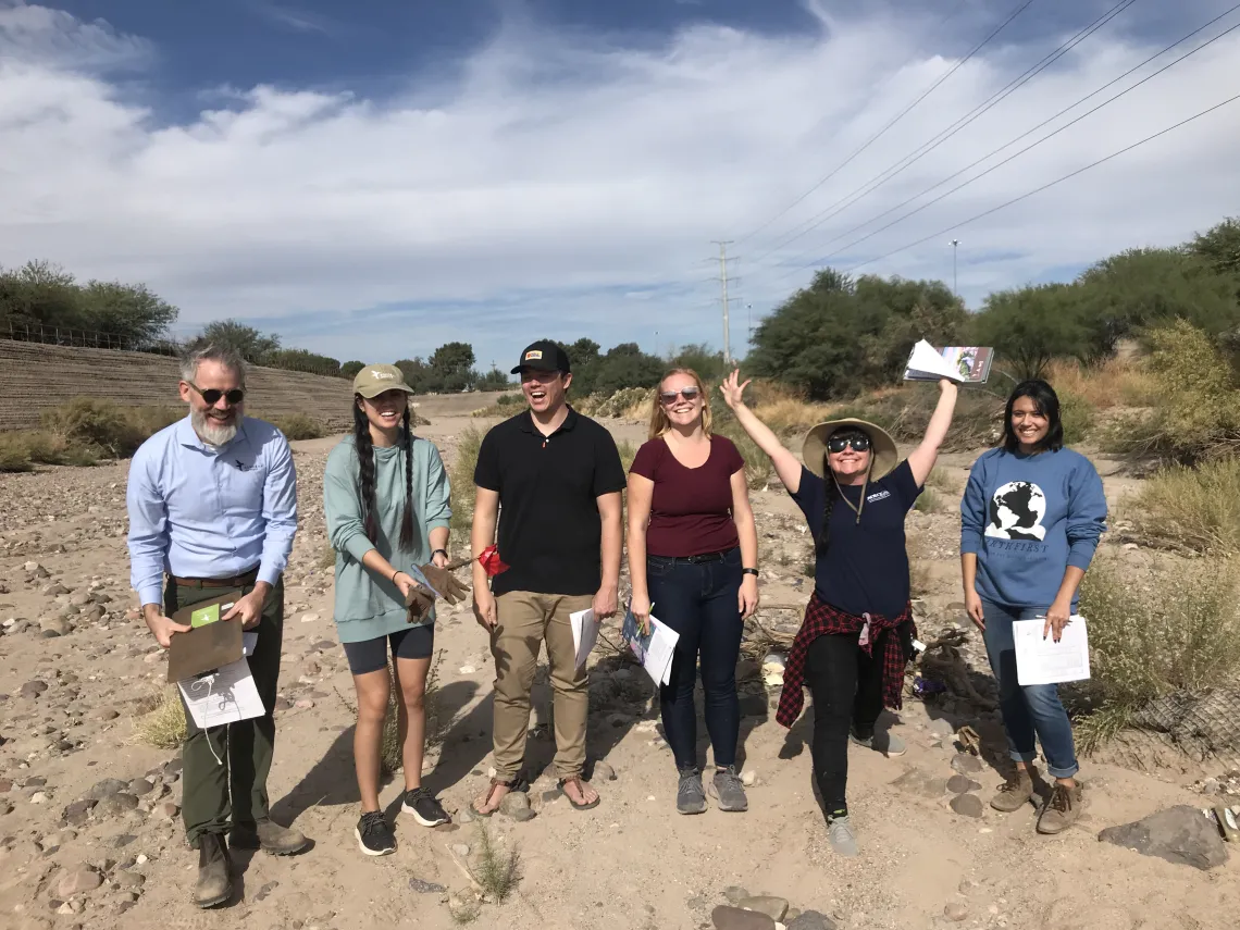 Picture of the trash team: Luke Cole, Jamie Irby, Billy Thoi, Carly Blair, Meghan Smart, and Mackenzie Moore.