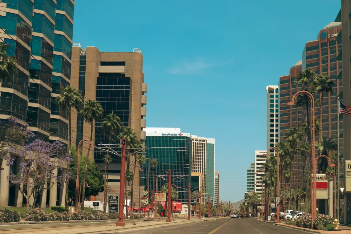 Downtown Phoenix, Arizona, in daylight.