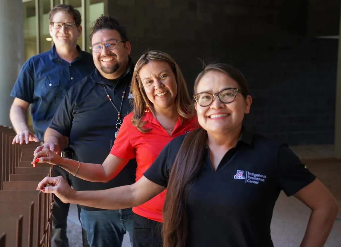 Indigenous Resilience Center administrative staff, from right to left: director Karletta Chief, program coordinator Bernice Rodriguez, manager Daniel Sestiaga, Jr. and outreach coordinator Torran Anderson.