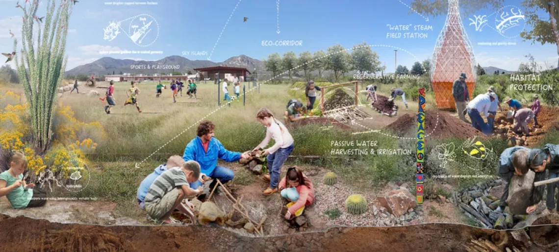 Teacher and students at Bisbee Science Center