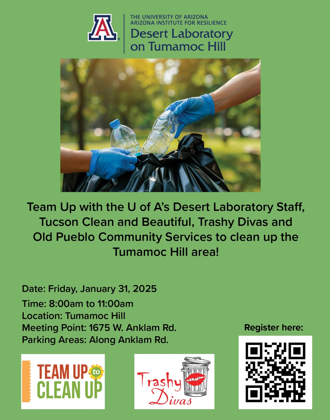 Team up to clean up community event on Tumamoc 01/31/25