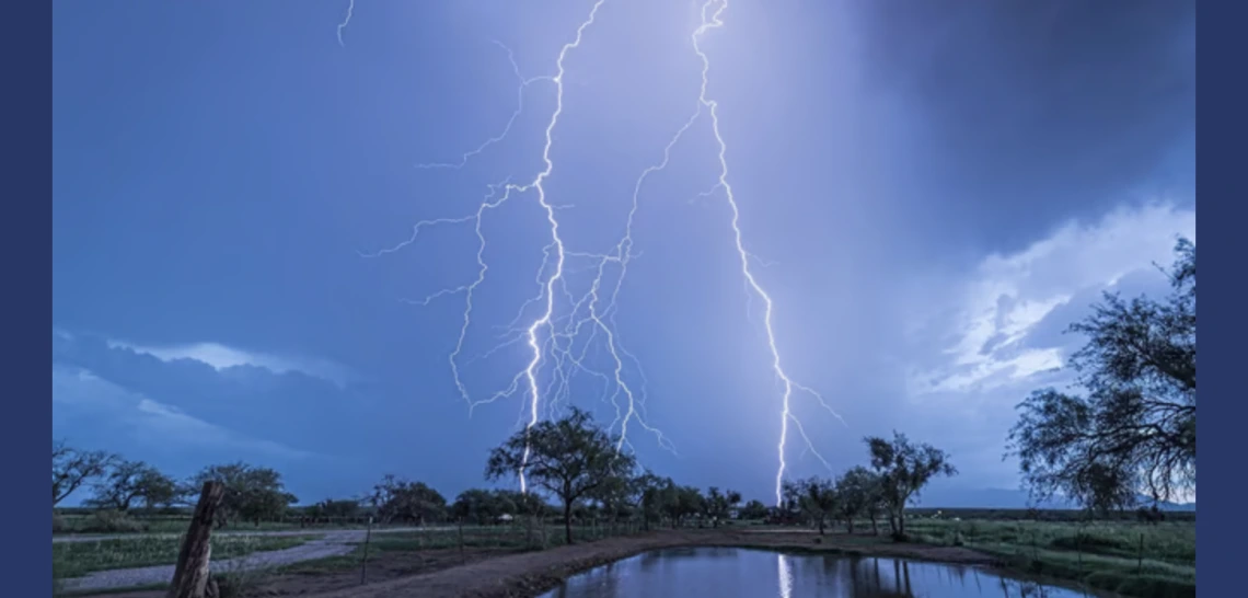 A lightning strike in the evening.