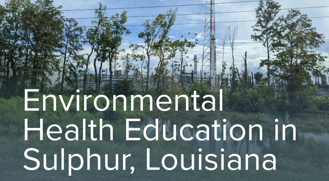 The image shows green trees underneath power lines with the title of the event.