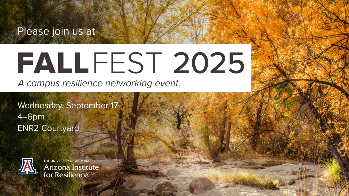 The title of the event, 'Fall Fest', with a backdrop of trees with yellow leaves.