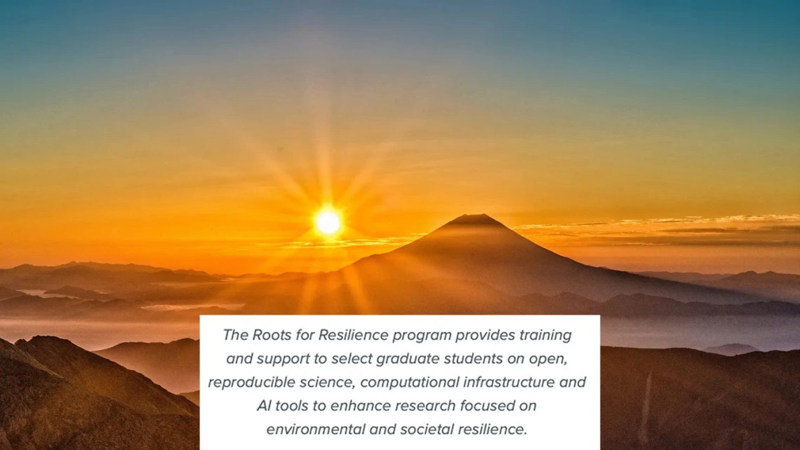 A sunset over a mountain summit.