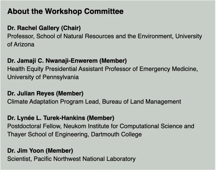 A list of workshop committee members.