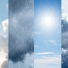 Four panels showing different weather.