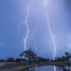 A lightning strike in the evening.