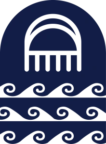An illustration representing a cloud over the ocean.
